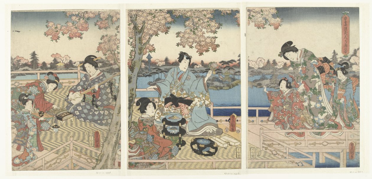 En forårsbanket for den østlige Genji Azuma Genji hana no yuen (titel på objekt) af Utagawa Kunisada (I)
