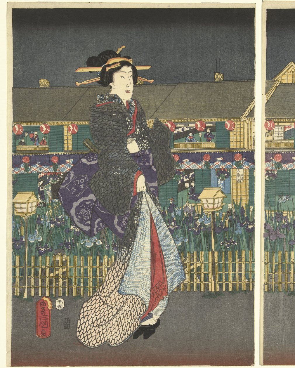 Iris i fuldt flor af Utagawa Kunisada (I)