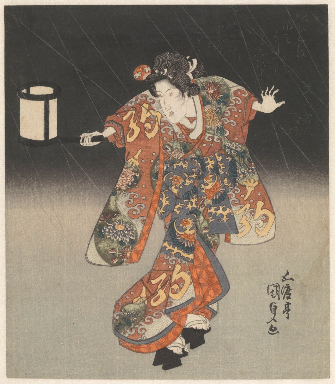 Kisegawa med lanterne i regnen af Utagawa Kunisada (I)