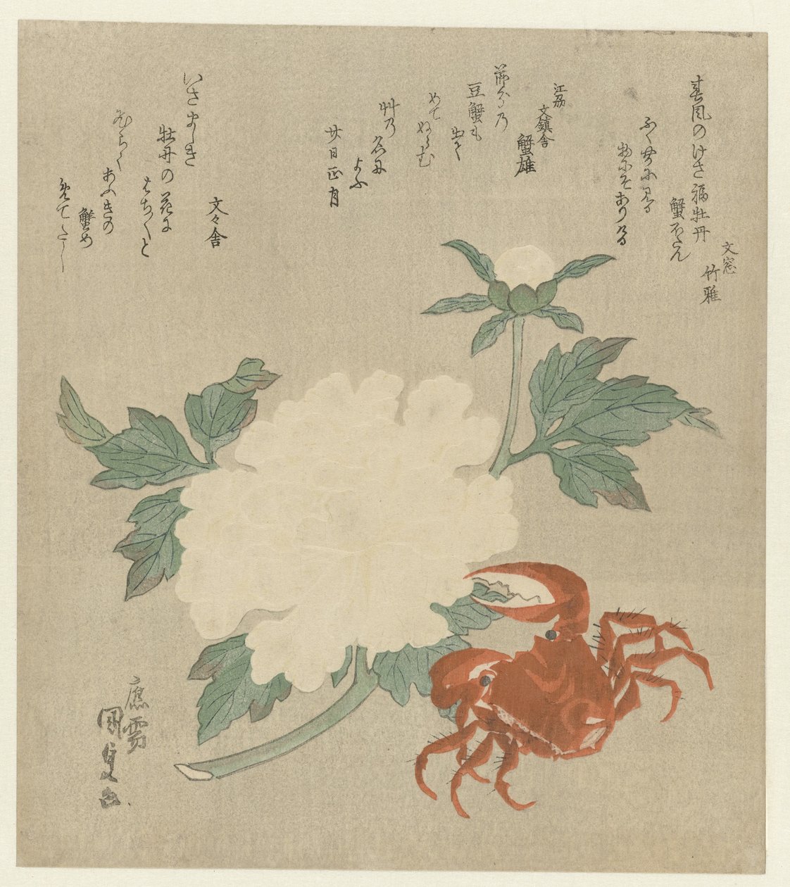 Pæon med krabbe af Utagawa Kunisada (I)