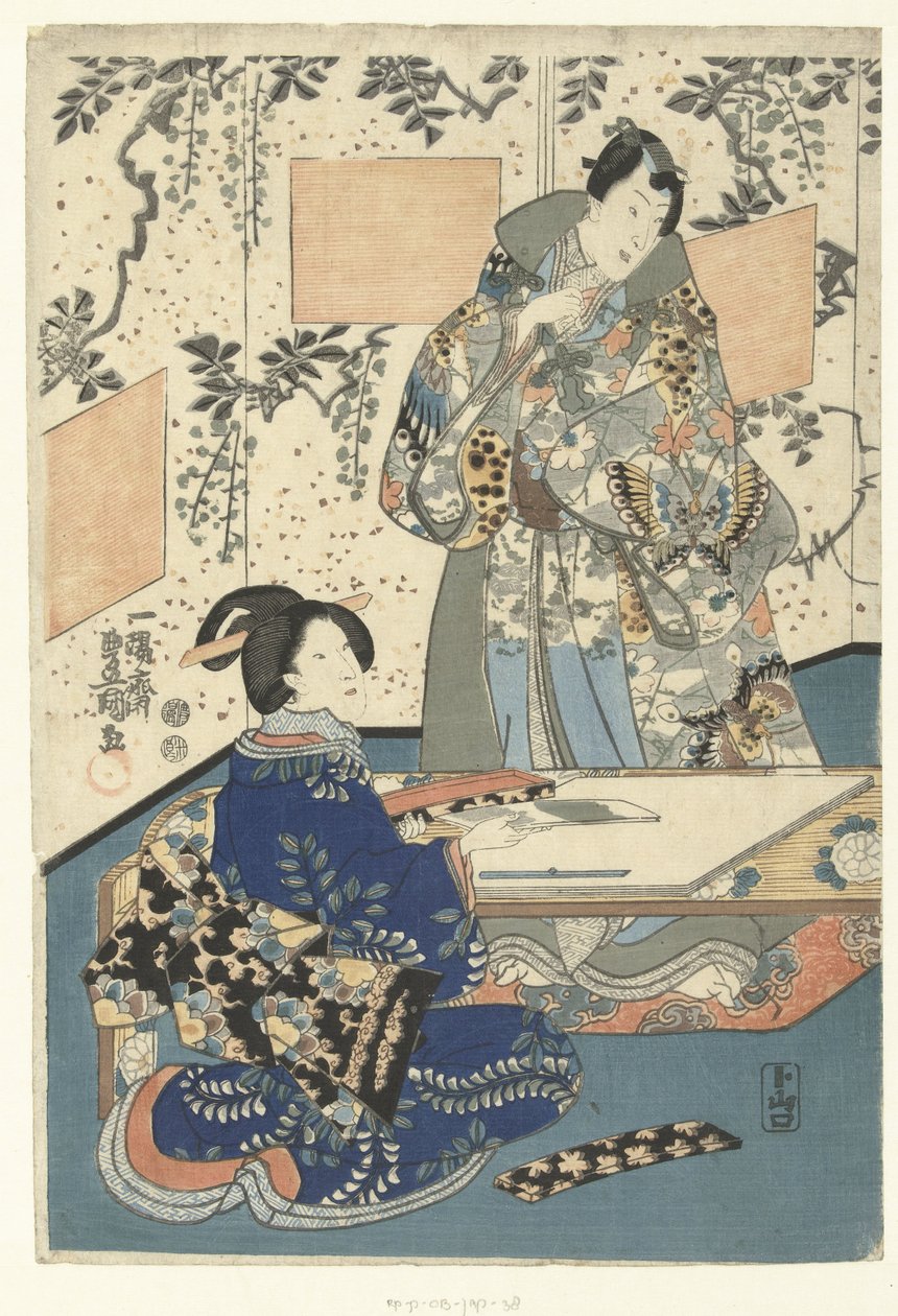 Prins Genji og hofdame af Utagawa Kunisada (I)