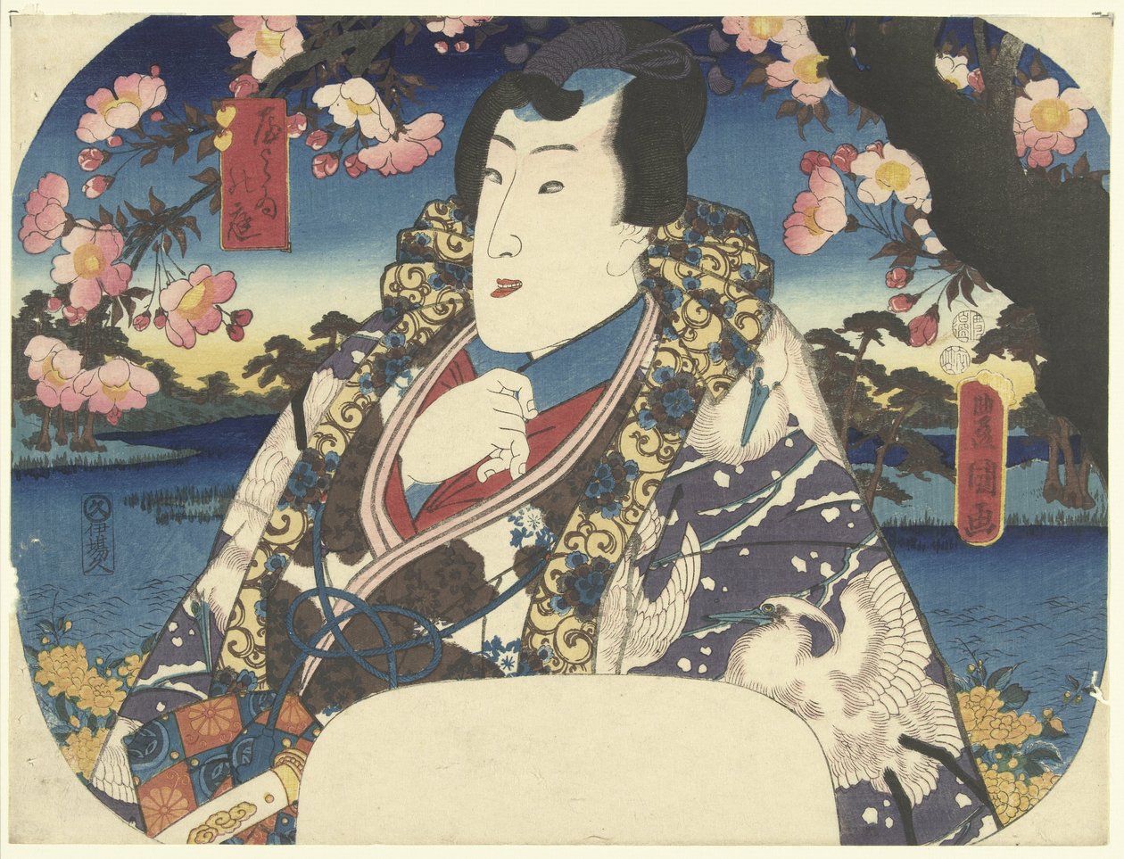 Prins Genji med kirsebærblomst af Utagawa Kunisada (I)