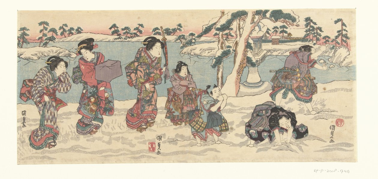 kaste snebolde af Utagawa Kunisada (I)