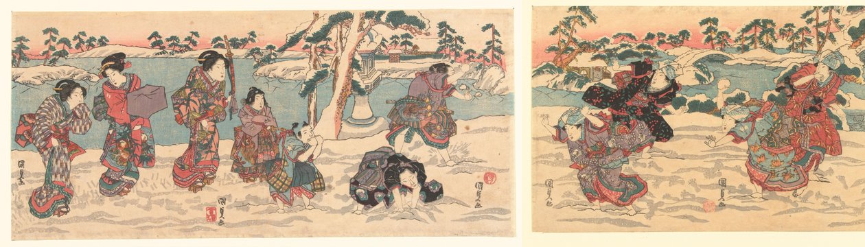 kaste snebolde af Utagawa Kunisada (I)