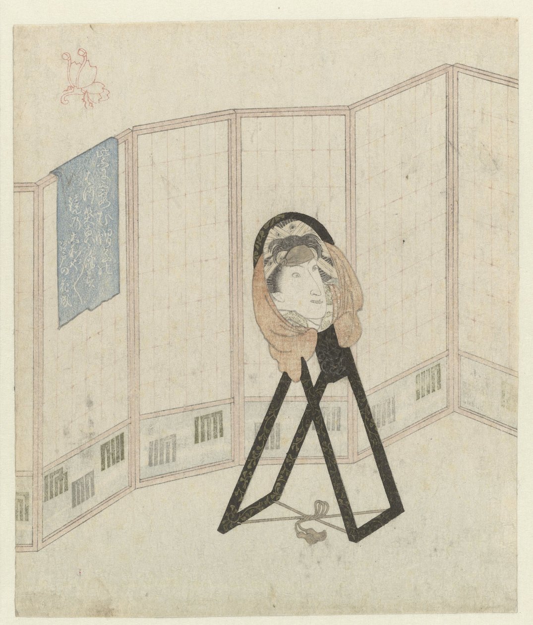 Spejl ved rumdeler af Utagawa Kunisada (I)