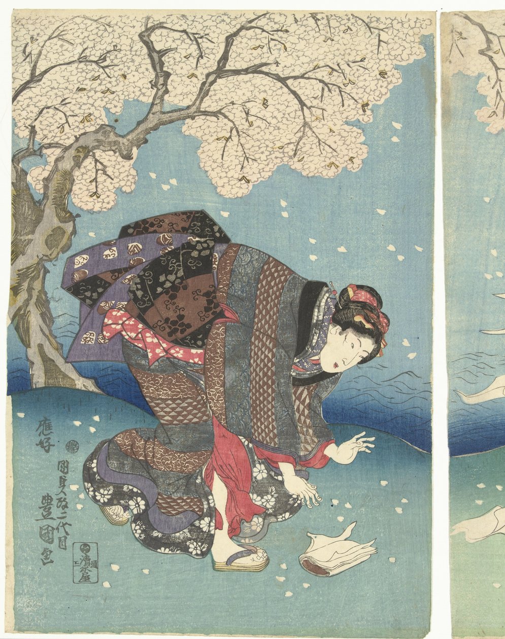 Stormfuld dag ved Sumida-floden Eight Views of Edo (serietitel) af Utagawa Kunisada (I)