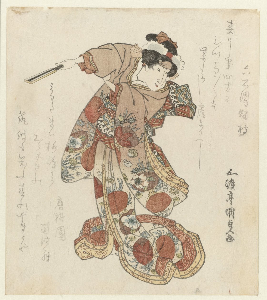 Kvinde med vifte i hånden af Utagawa Kunisada (I)