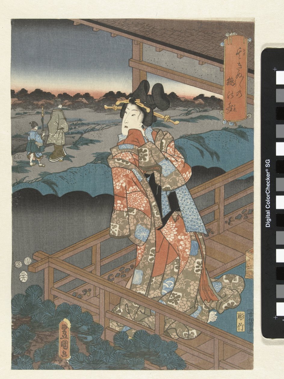 Kvinde på balkonen af Utagawa Kunisada (I)