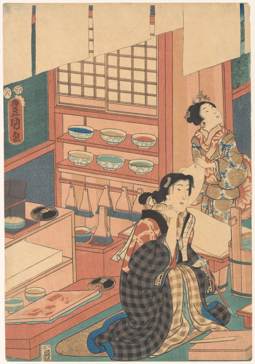 Kvinder laver billeder (venstre del) af Utagawa Kunisada (I)