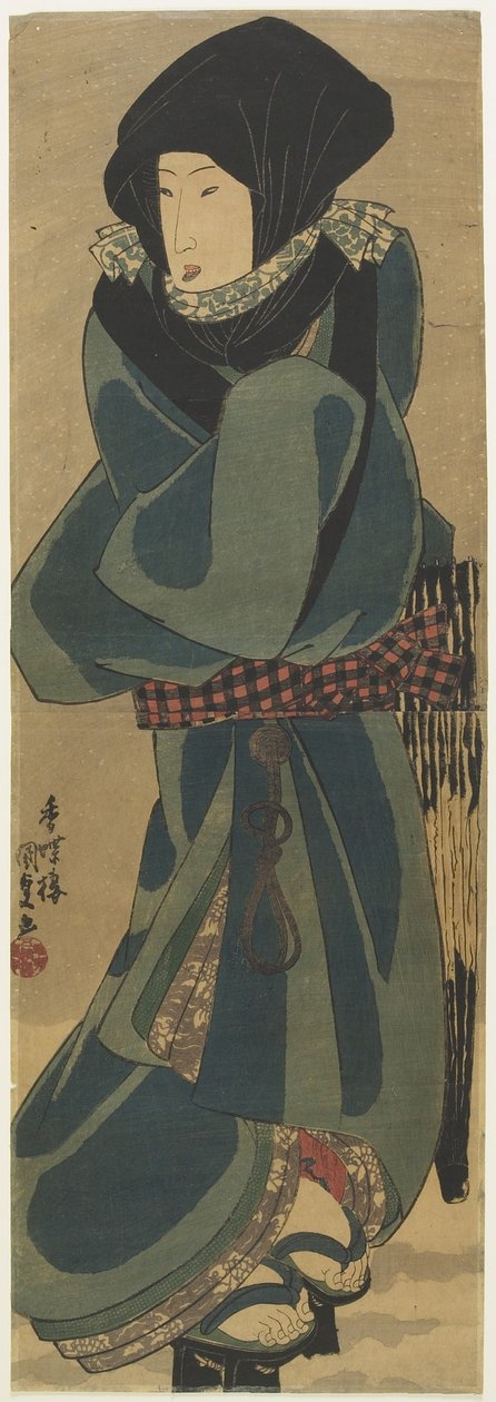 (Kvinde i Kappe og Hætte), ca. 1830-1844 af Utagawa Kunisada