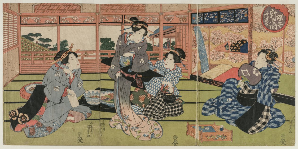 Udsigt over det store nye værelse på Sakurai af Utagawa Kunisada