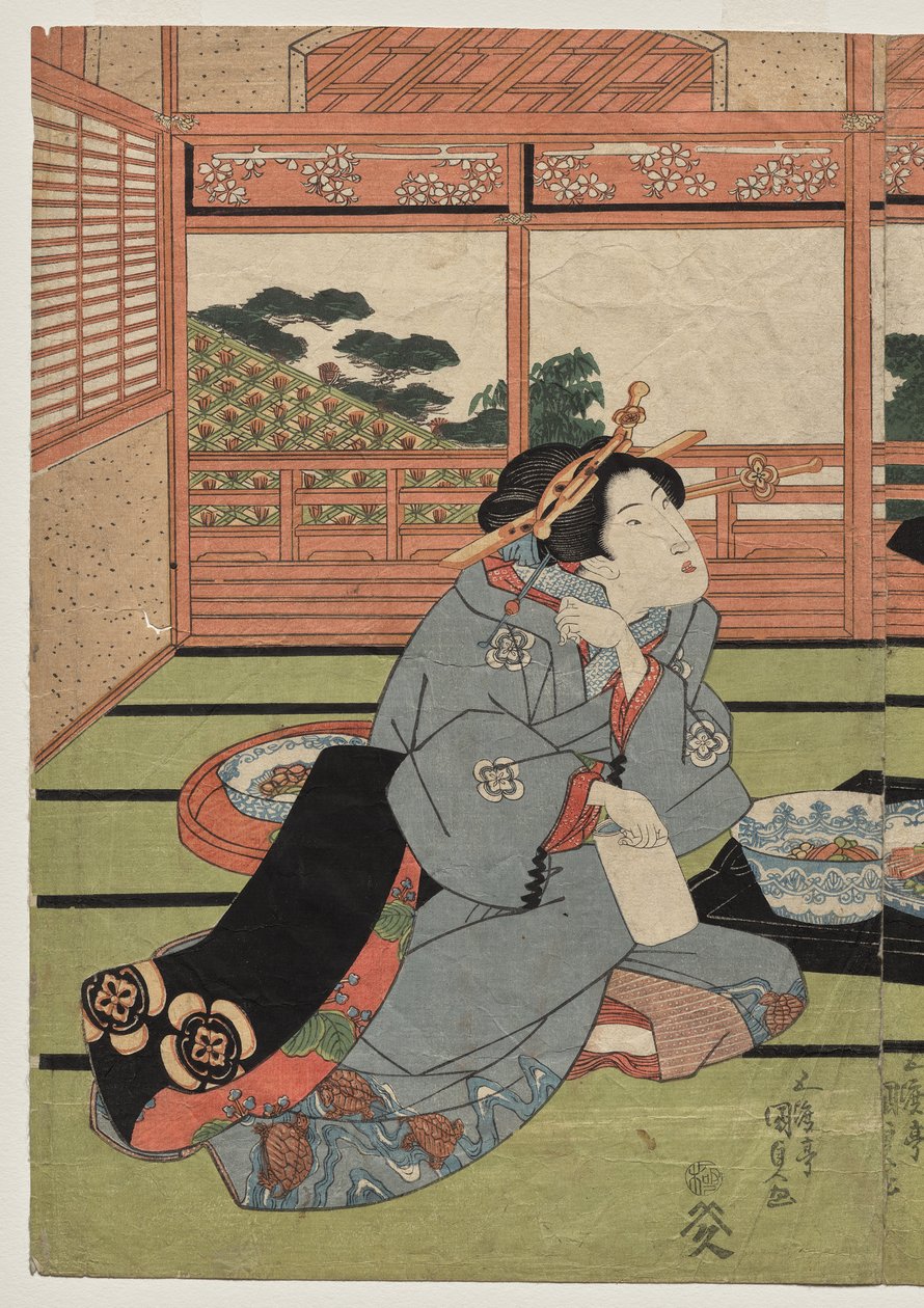 Udsigt over det store nye værelse på Sakurai af Utagawa Kunisada