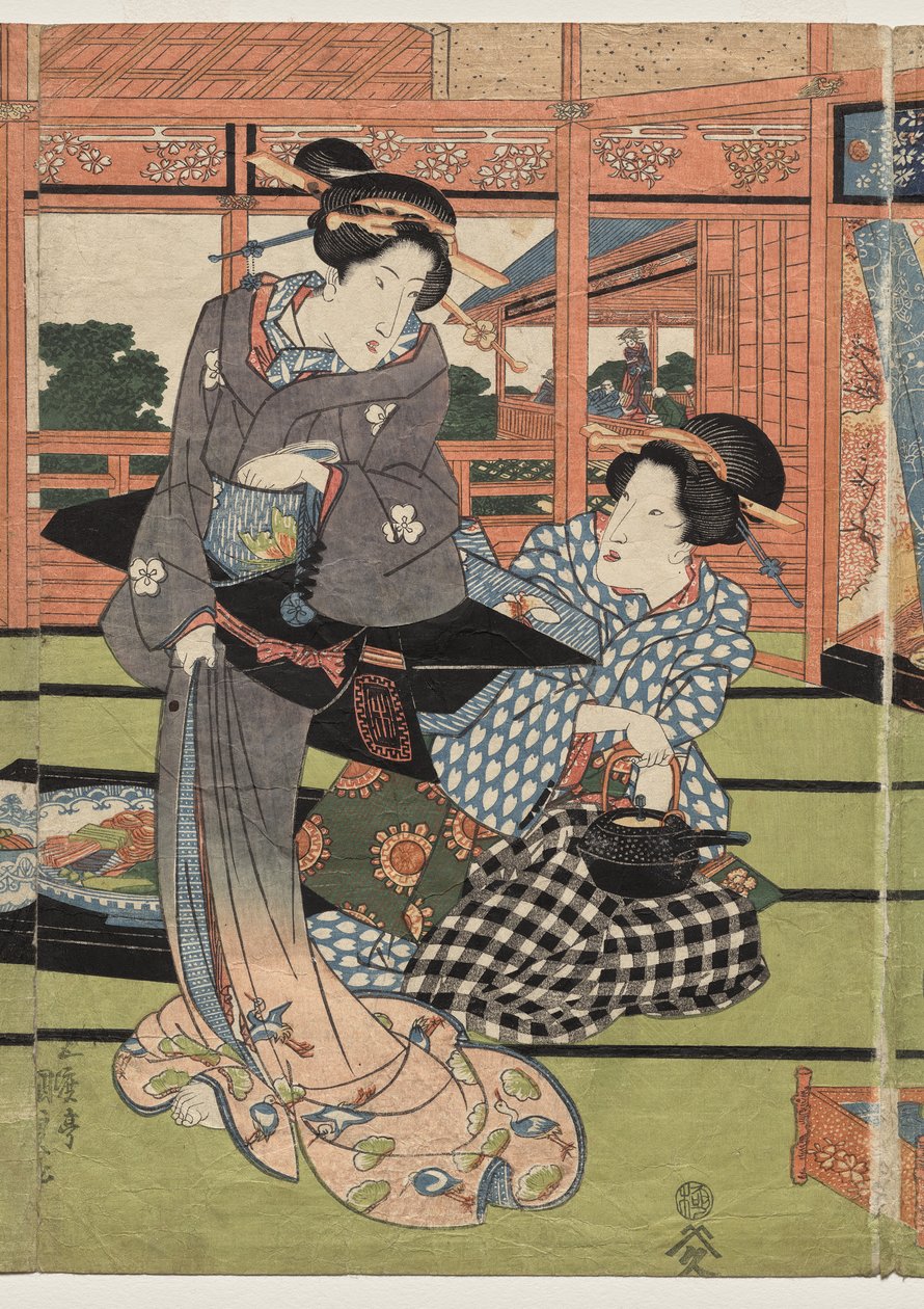 Udsigt over det store nye værelse på Sakurai af Utagawa Kunisada