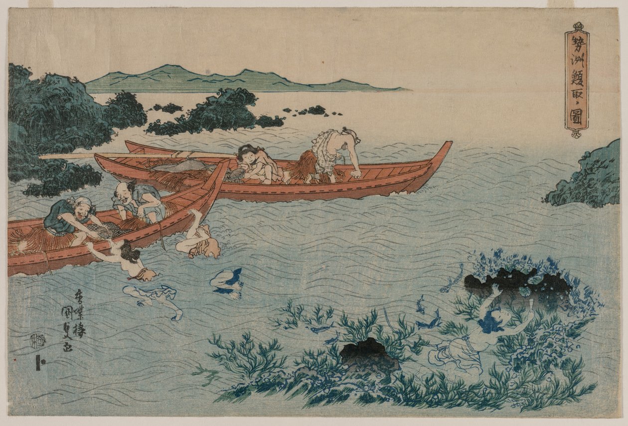 Abalone Divers ud for Ise-kysten, fra en Untitled Landscape-serie af Utagawa Kunisada