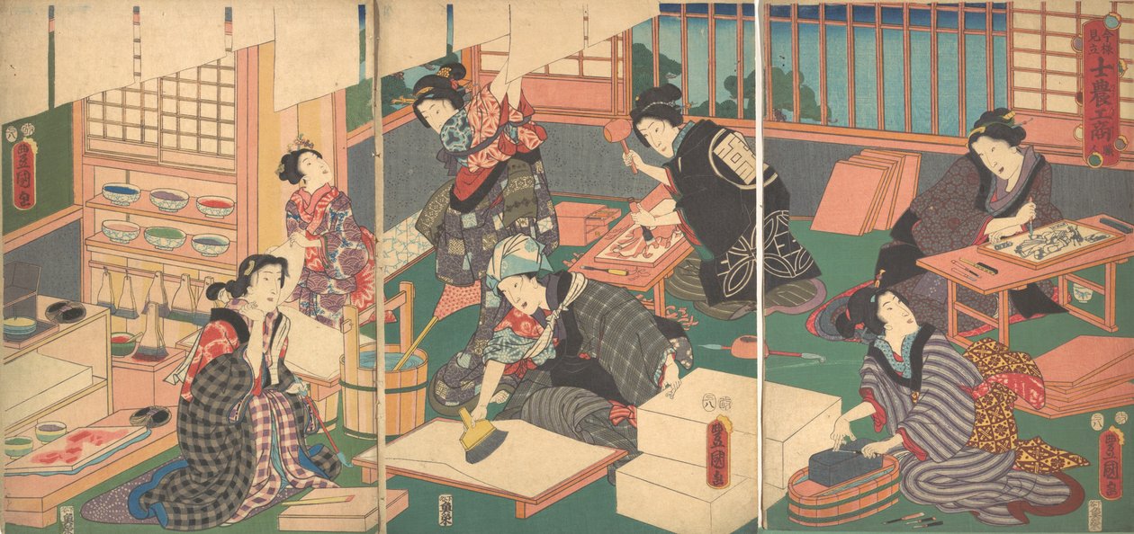 Artisans, fra serien An Up-to-Date Parody of the Four Classes, 1800-tallet., 1800-tallet. af Utagawa Kunisada