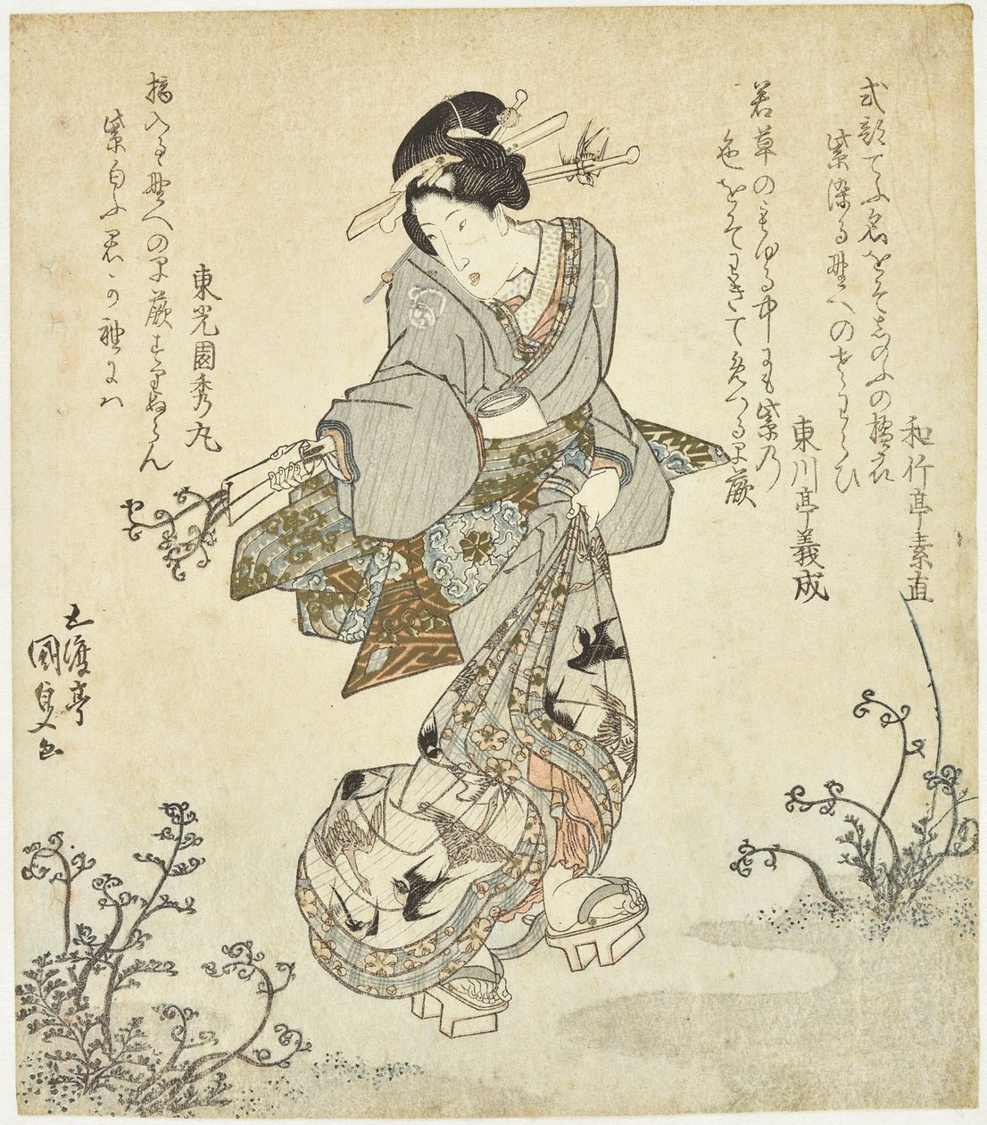 Kvinde ved høst af bregner af Utagawa Kunisada