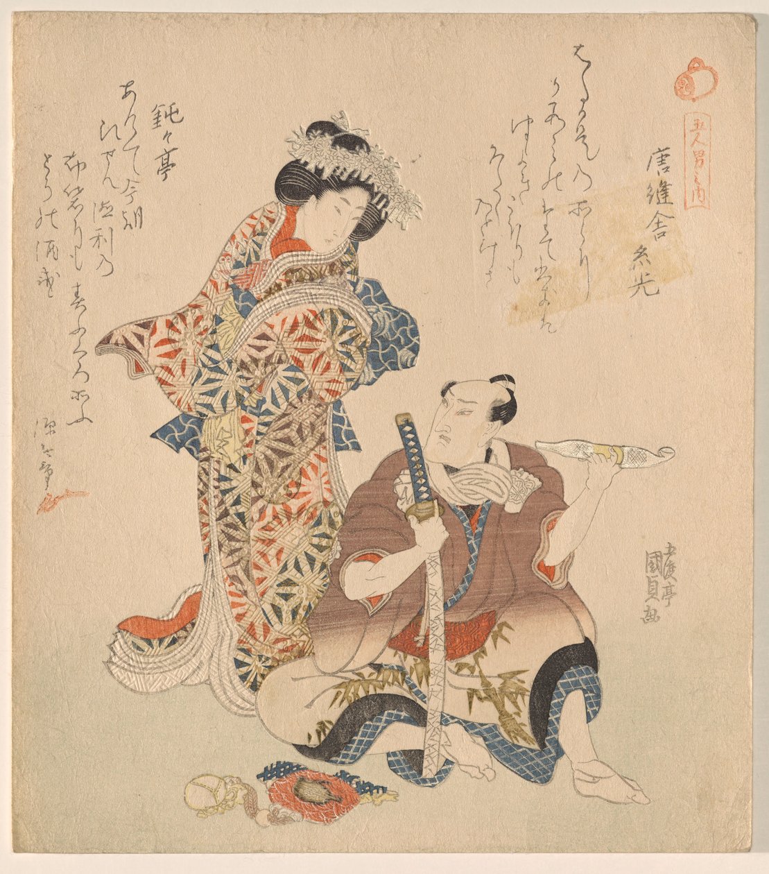 Mand og kvinde, fra serien De fem ridderlige dandies af Utagawa Kunisada