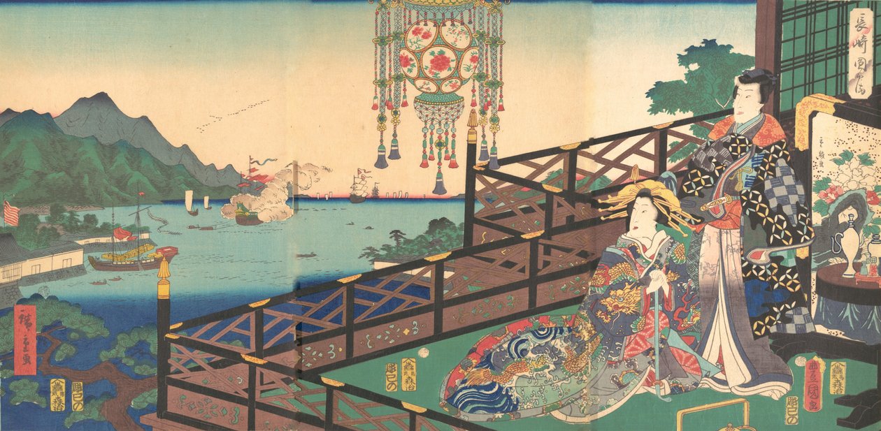 Mr. Hikaru Tei Maruyama P Wrestling CT fra Nagasaki Nagasaki Dejima, 3. m. . . , 3. port, 1861. af Utagawa Kunisada