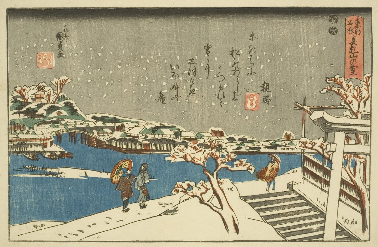 Sne ved Matsuchiyama (Matsuchiyama no yuki) (træbloktryk i farver) af Utagawa Kunisada