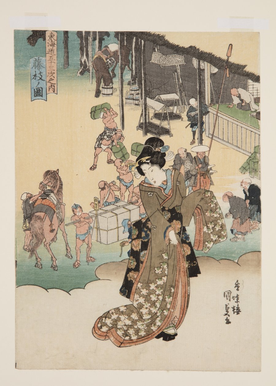 Udsigt over Fujieda (Fujieda no zu) (træblok i farver) af Utagawa Kunisada