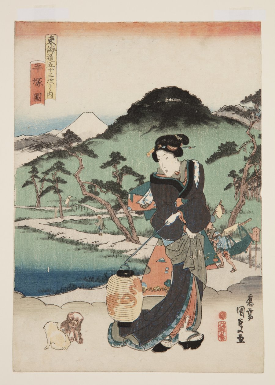 Se v af Hiratsuka (Hiratsuka-figur) af Utagawa Kunisada
