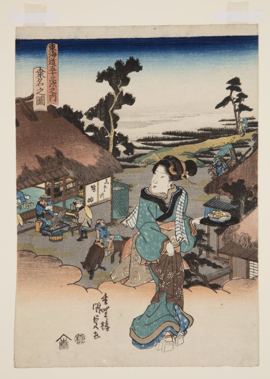 Udsigt over Kuwana (Kuwana no zu) (træblok i farver) af Utagawa Kunisada
