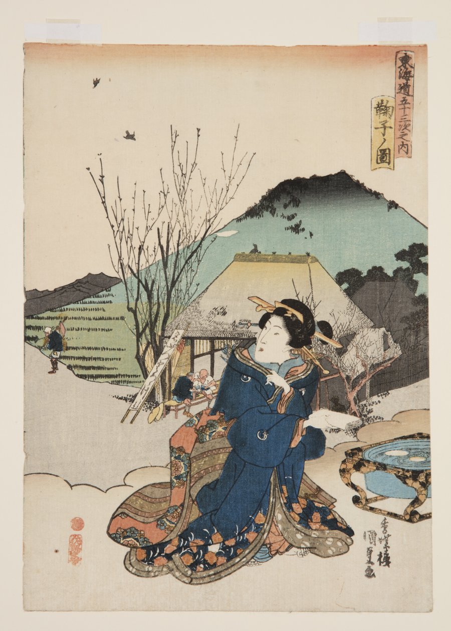 Udsigt over Mariko (Mariko no zu) (træbloktryk i farver) af Utagawa Kunisada