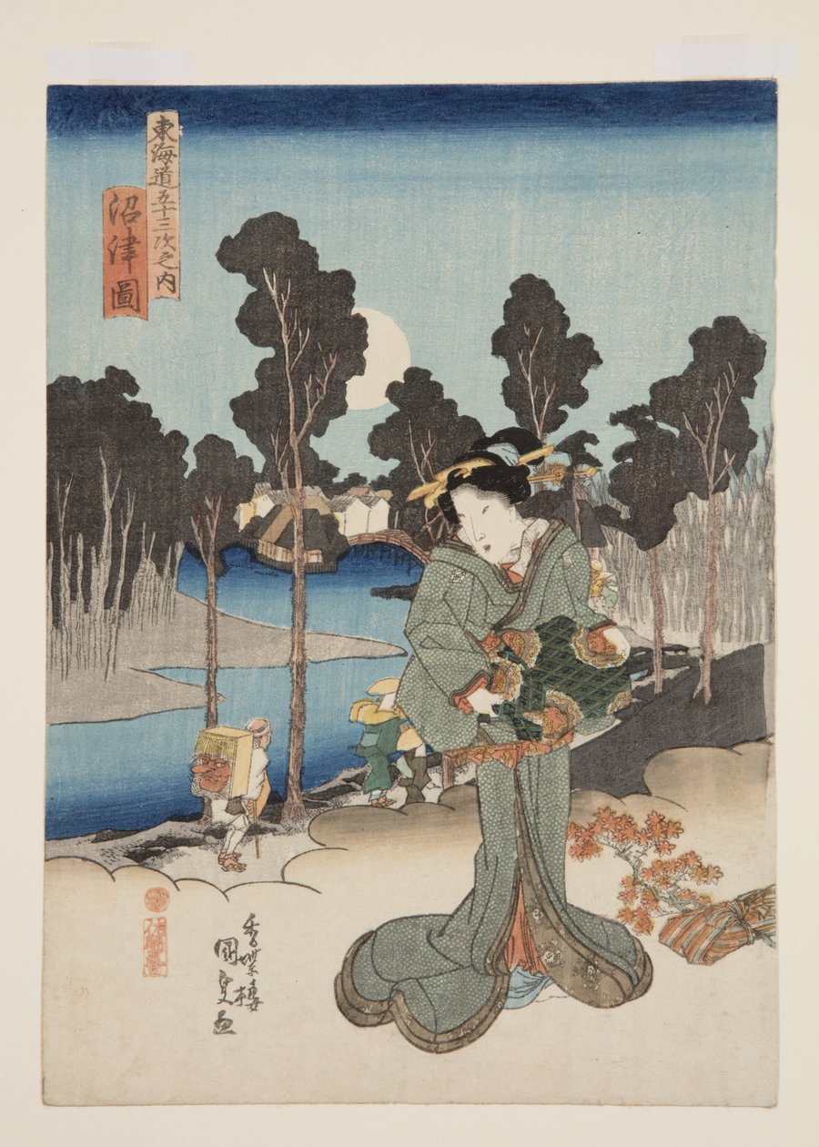 Udsigt over Numazu (Numazu zu) (træblok i farver) af Utagawa Kunisada
