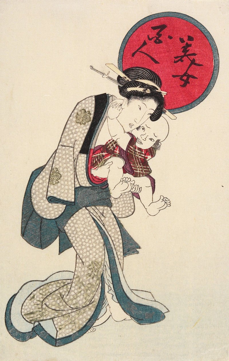 Kvinde med en baby af Utagawa Kunisada