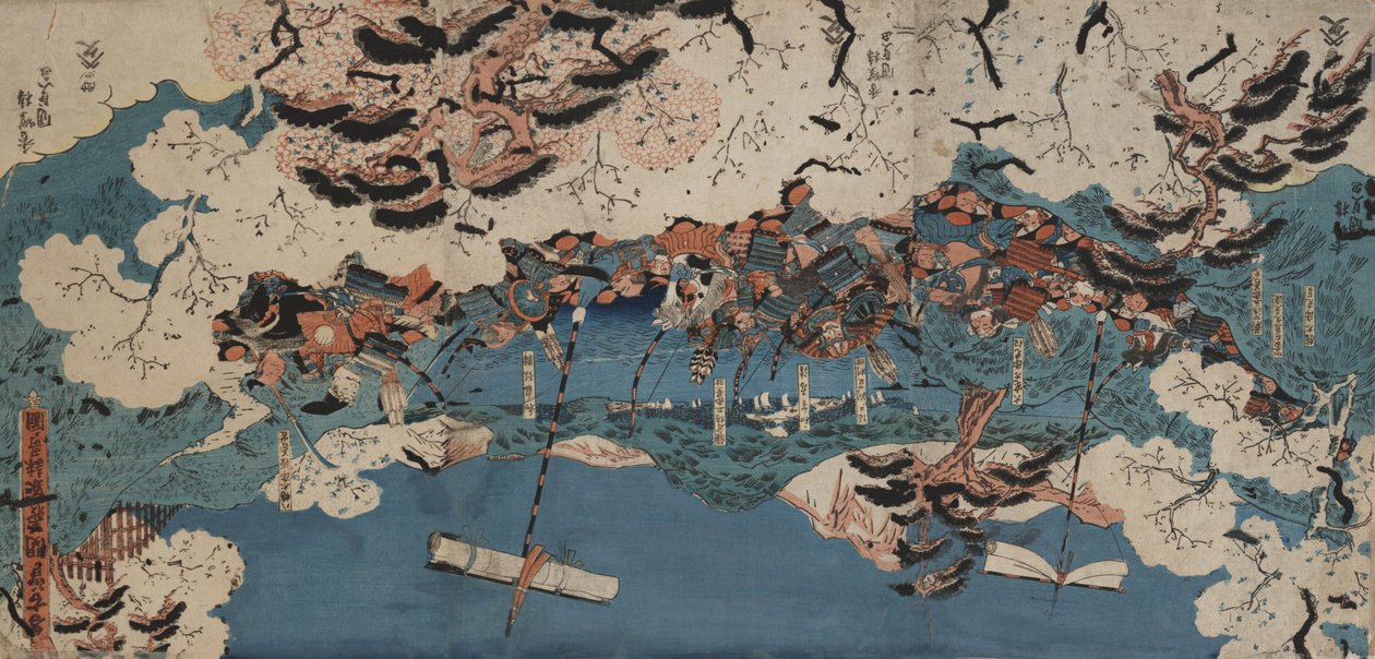 Komponere digte på Nakoso Customs House (farvetræsnit monteret om bord) af Utagawa Kunisada III