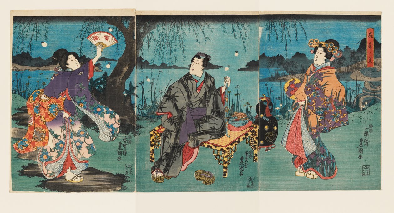 Afkøling i haven af Utagawa Kunisada II