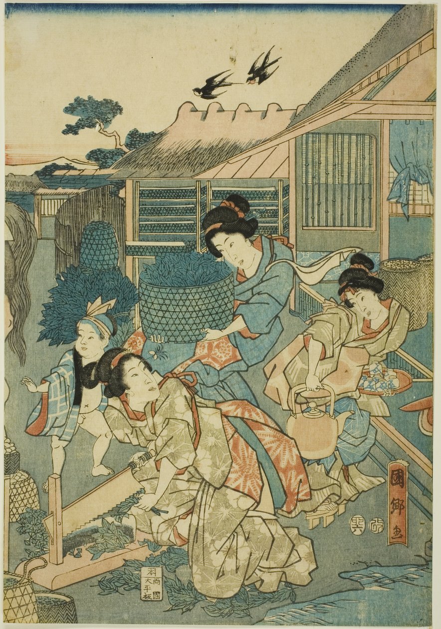 Stor velstand på silkefarmen (Kaikoya Daihanjono Zu) af Utagawa Kunisato