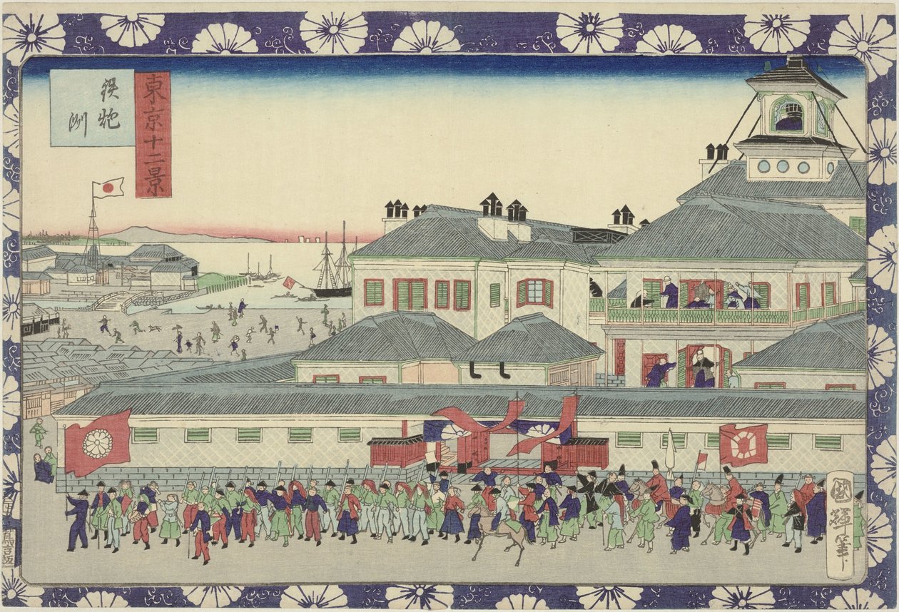 Indgang til Tsukiji-hotellet Teppozu (titel på objekt) Tolv udsigter over Tokyo (serietitel) Tokyo Jun Kei (serietitel på objekt) af Utagawa Kuniteru II