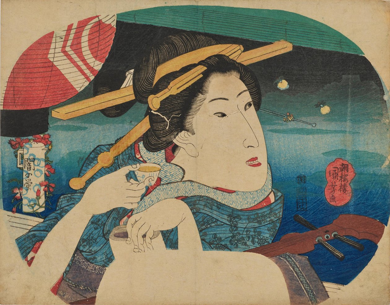 Skønhed og ildflue af Utagawa Kuniyoshi