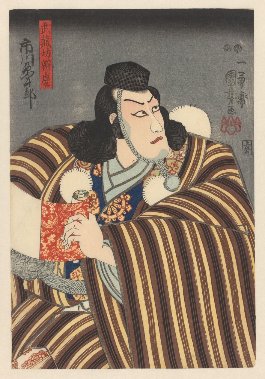 Benkei holder en håndrulle af Utagawa Kuniyoshi