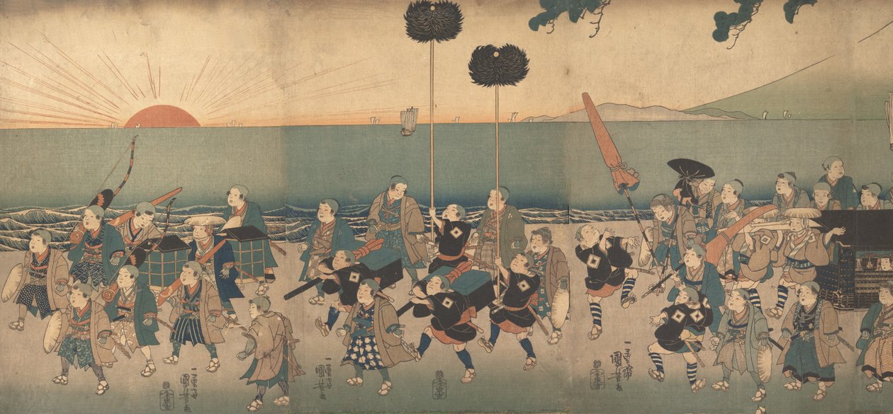 Drenge spiller en Daimyo Procession, 1800-tallet. af Utagawa Kuniyoshi