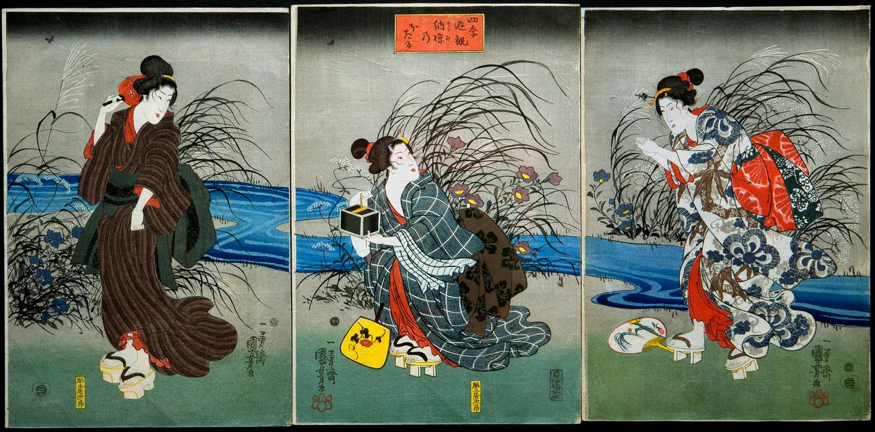 Catching Fireflies in Summer (Nōryō no hotaru) Serie: Amusements of the Four Seasons (Shiki yūkan), ca. 1845-1846 af Utagawa Kuniyoshi