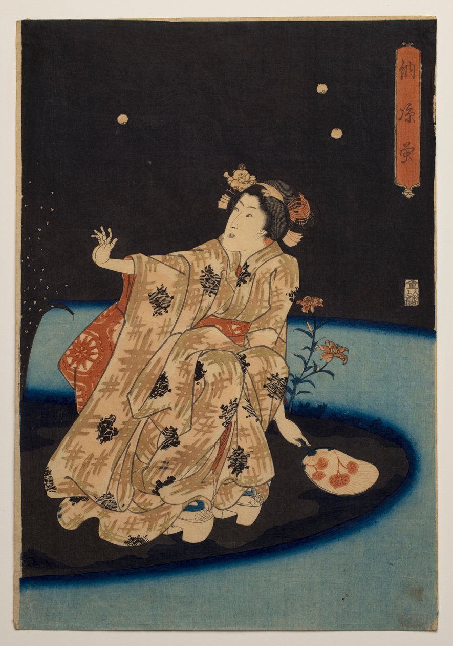 Fangst af ildfluer i aftenens kølighed af Utagawa Kuniyoshi