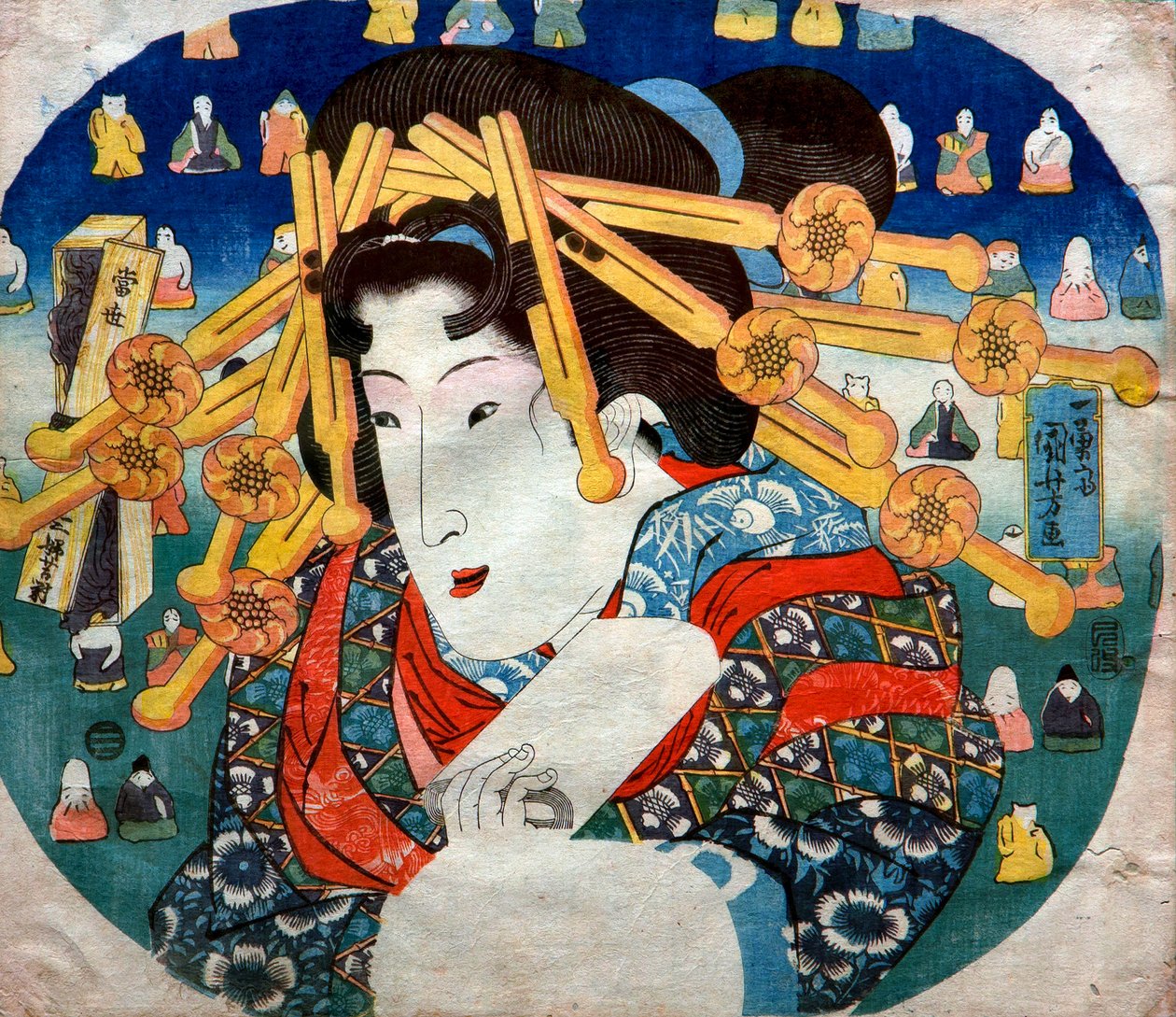Courtesan Series: Modern Three Hardships for Women (Tōsei sanpukutsui), ca. 1833 af Utagawa Kuniyoshi