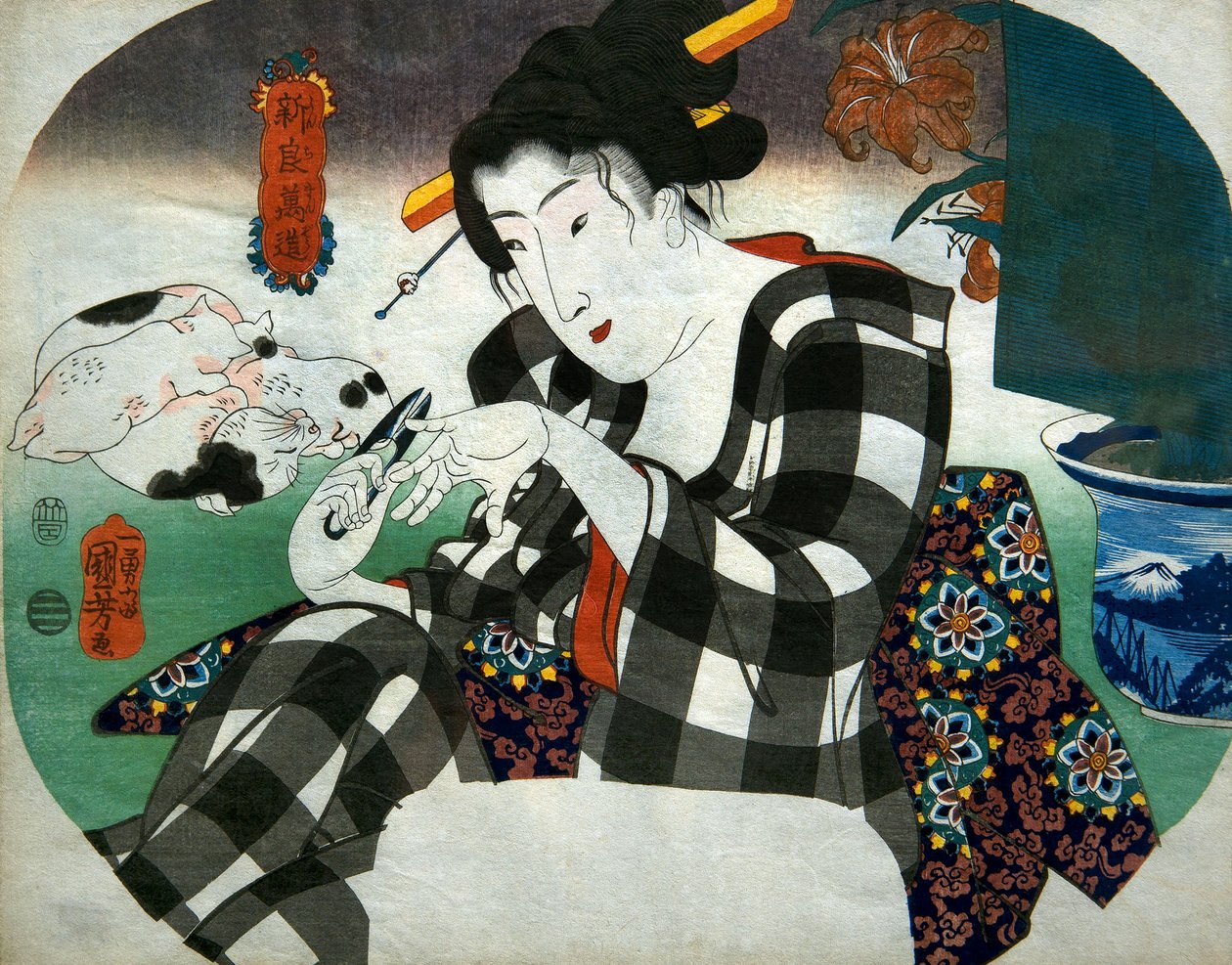 Klipper hendes negle Serie The Universe of Women (Shinramanzō), ca. 1843-44 af Utagawa Kuniyoshi