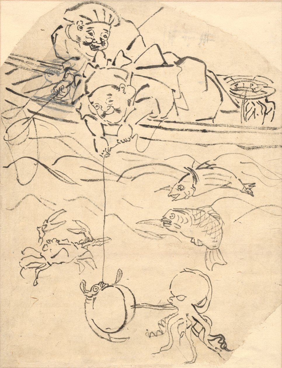 Daikoku og Ebisu, to af de syv lykkeguder. af Utagawa Kuniyoshi