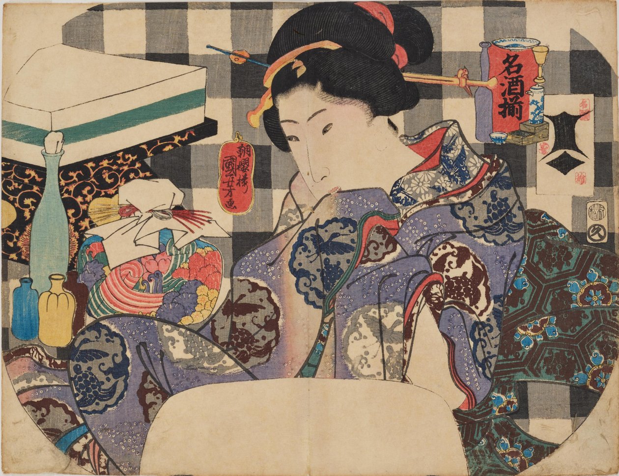 Berømte sakémærker af Utagawa Kuniyoshi