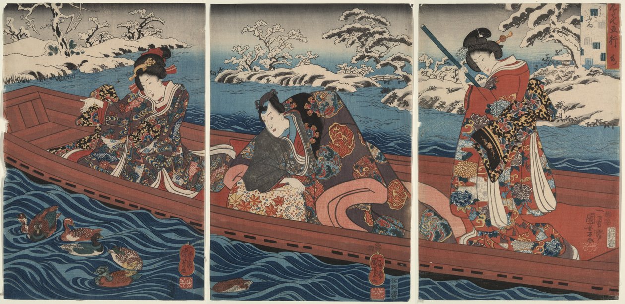 Fem elementer: vand af Utagawa Kuniyoshi