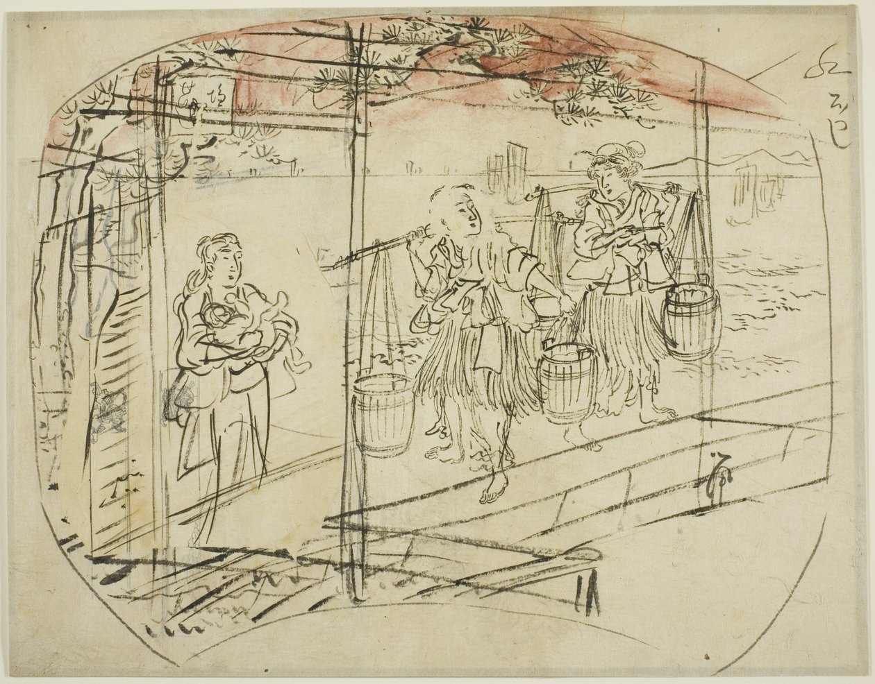Indsamling af saltvand på stranden af Utagawa Kuniyoshi