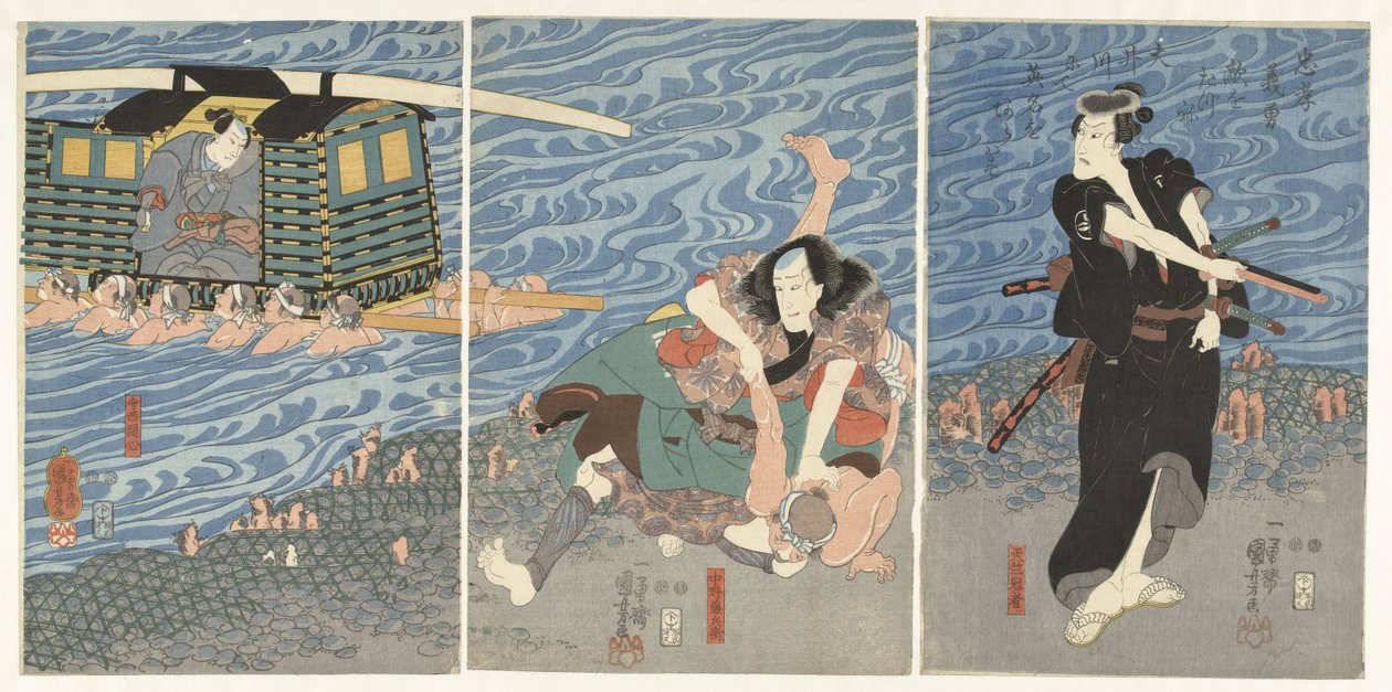 Slag langs Oi-flodens bred af Utagawa Kuniyoshi