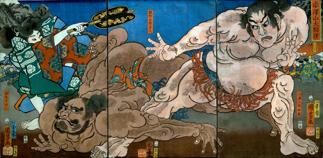 Grand Sumo Tournament på Mount Akazawa (Akazawayama Ōzumō) af Utagawa Kuniyoshi