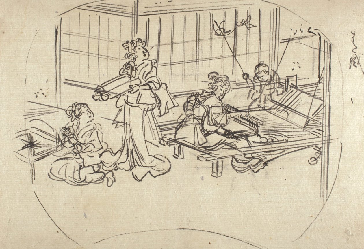 Hataori (vævning på en væv) af Utagawa Kuniyoshi