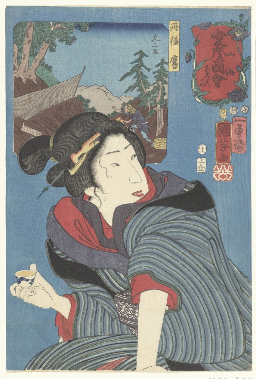 Høge fra Tango-provinsen Varme følelser for bjerg og hav (serietitel) Sankai medetai zue (serietitel på objekt) af Utagawa Kuniyoshi