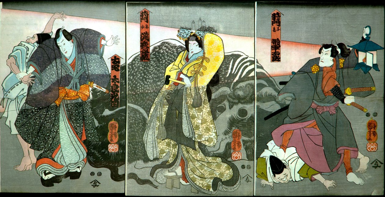 Ichikawa Danjurō VIII - Masakados søn af Utagawa Kuniyoshi