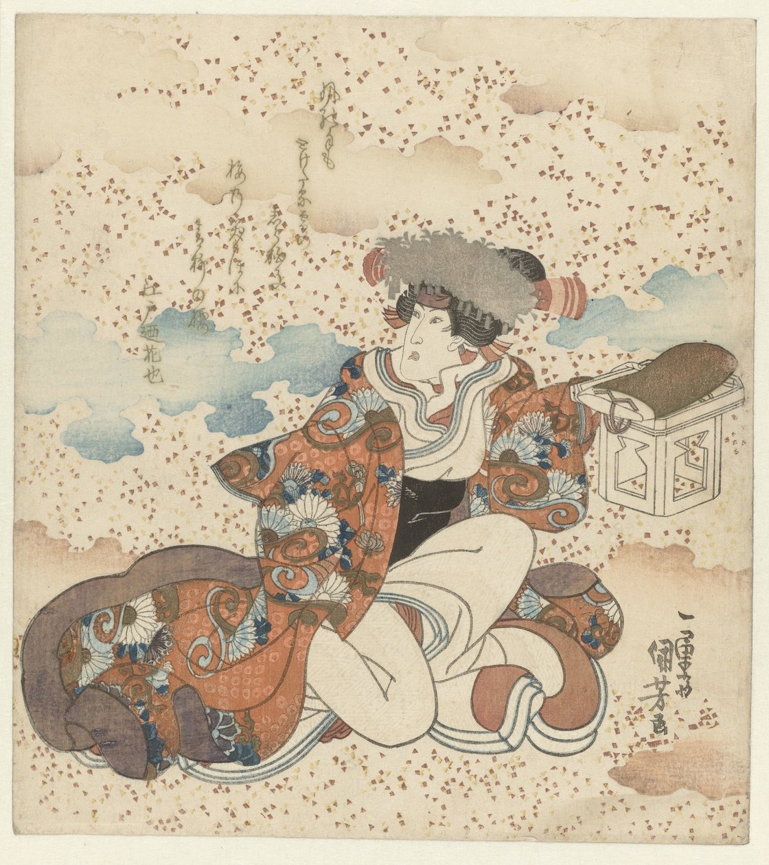 Knælende kvinde med offerbord af Utagawa Kuniyoshi